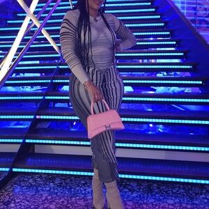 Fashion Nova Black and White Striped Maxi Dress